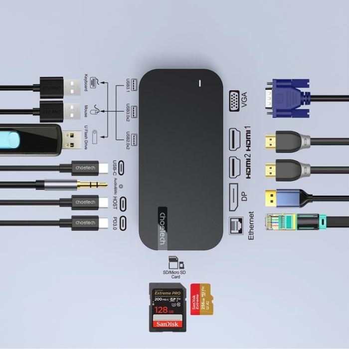 Choetech - Choetch HUB USB-C M52 - Grå