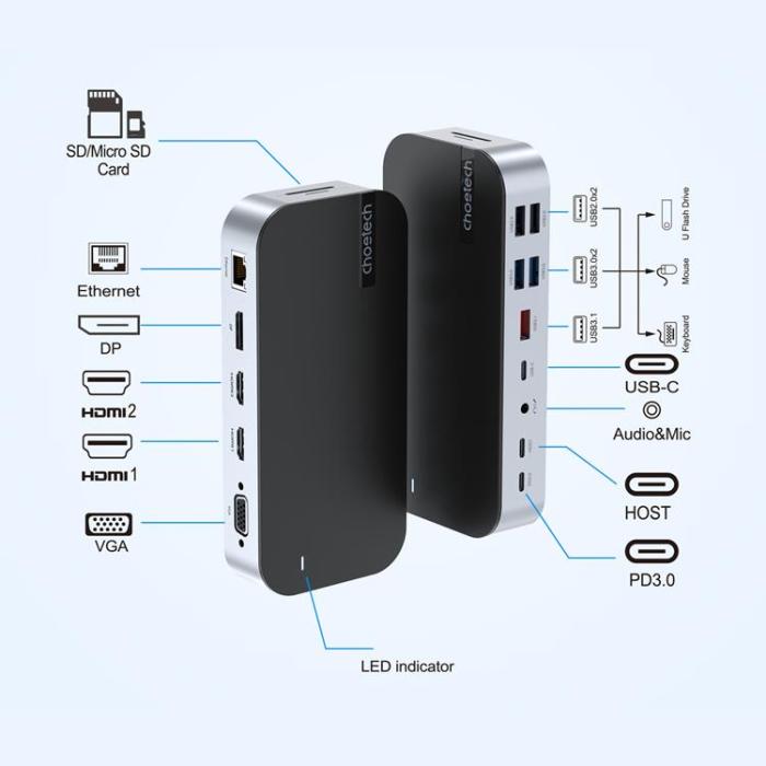 Choetech - Choetch HUB USB-C M52 - Grå