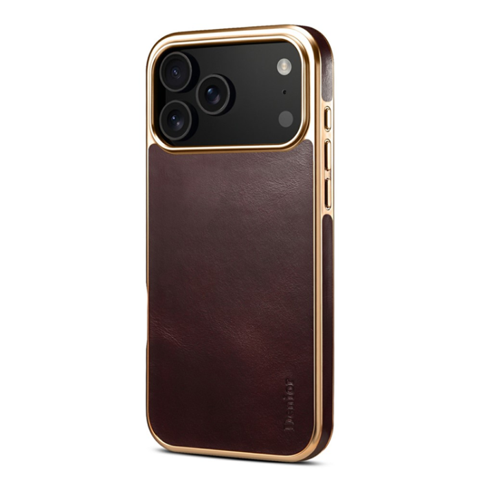 DENIOR - DENIOR iPhone 17 Pro Mobilskal Äkta Läder Electroplating - Röd