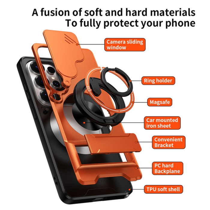 A-One Brand - Galaxy S26 Ultra Mobilskal MagSafe med Camera Lens Slider Ringhållare