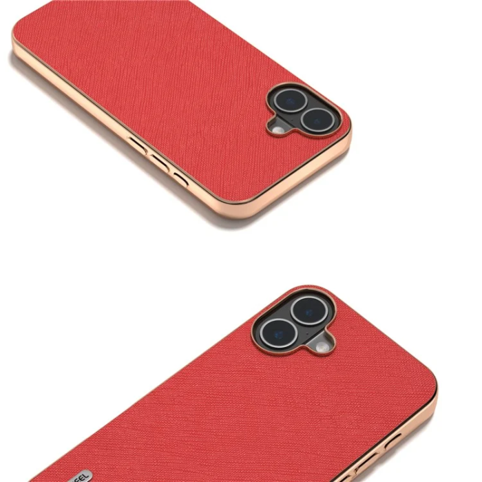 ABEEL - ABEEL iPhone 16 Mobilskal Äkta Läder Electroplating - Röd