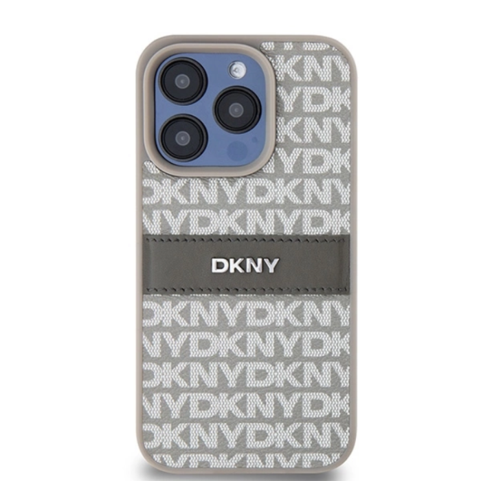 DKNY - DKNY iPhone 15 Pro Mobilskal Läder Mono Stripe & Metal Logo
