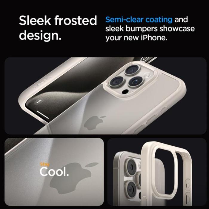 Spigen - Spigen iPhone 15 Pro Mobilskal Ultra Hybrid - Natural Titanium