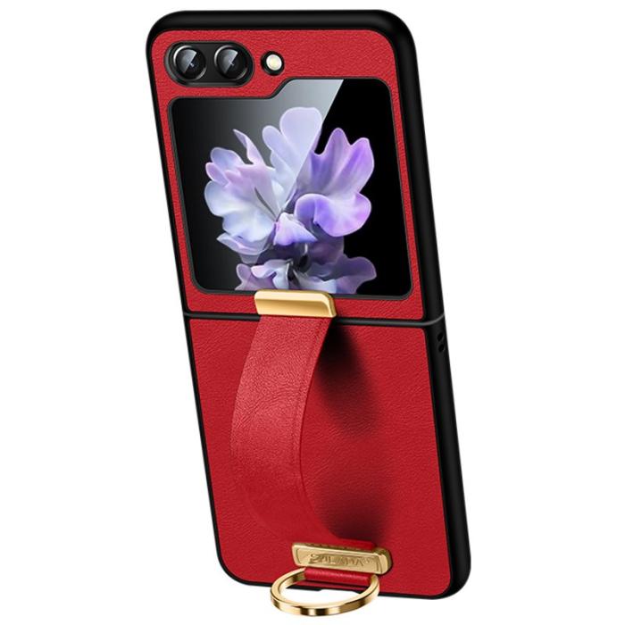 SULADA - SULADA Fashion Series Mobilskal till Galaxy Z Flip7 FE 5G Läder Röd