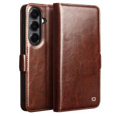 QIALINO - Qialino Mobilfodral f&ouml;r Samsung Galaxy S26 &Auml;kta l&auml;der med kortfack - Brun