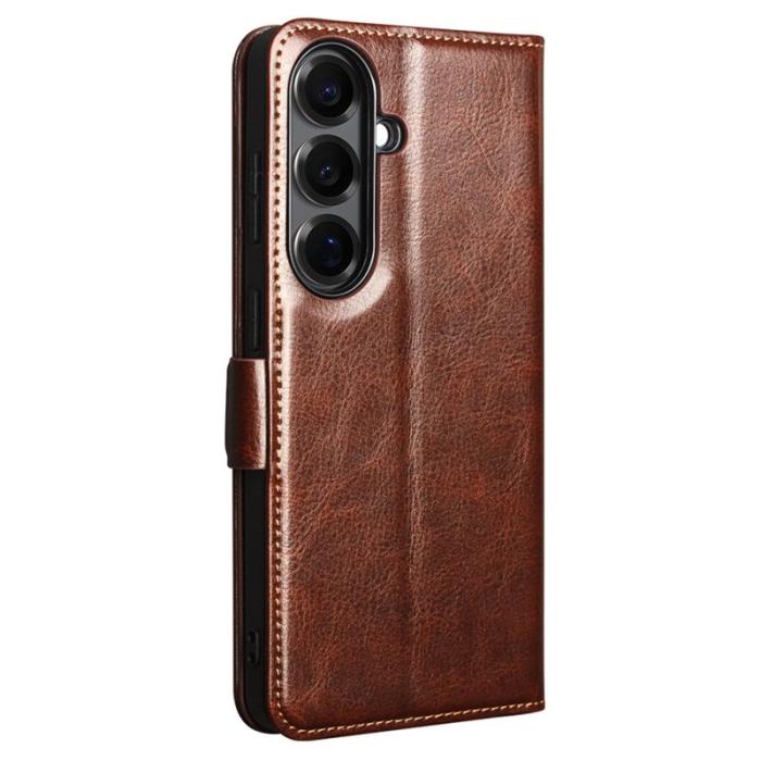 QIALINO - Qialino Mobilfodral för Samsung Galaxy S26 Äkta läder med kortfack - Brun
