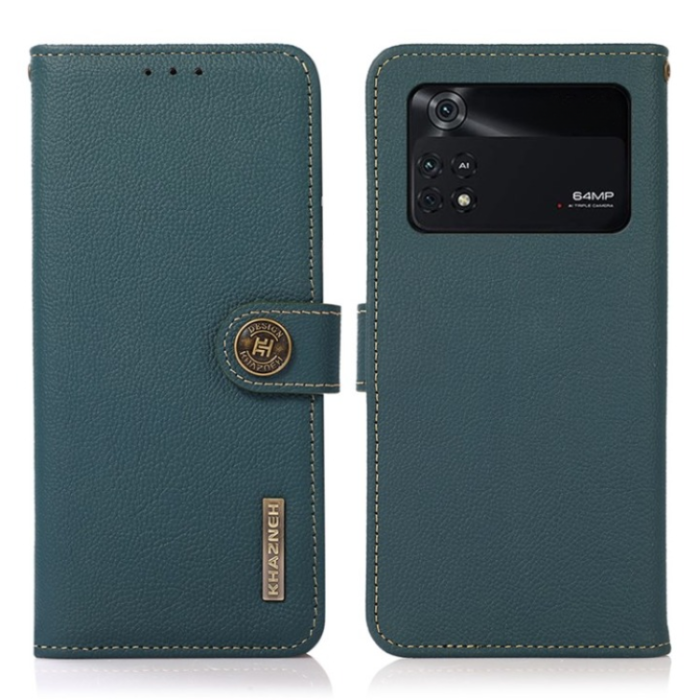 KHAZNEH - KHAZNEH Xiaomi Mi 11 Ultra Plånboksfodral Äkta Läder Kickstand - Grön