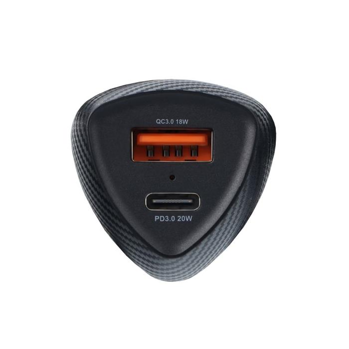 Forcell - FORCELL billaddare USB-C 3.0 PD20W USB QC3.0 18W 5A svart