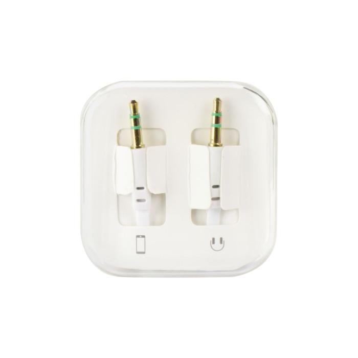 OEM - Platt AUX kabel 3,5 mm Jack vit 1m