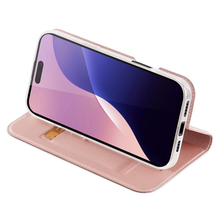 Dux Duci - DUX DUCIS Skin Pro iPhone 16 Pro Plånboksfodral PU Läder - Rosa