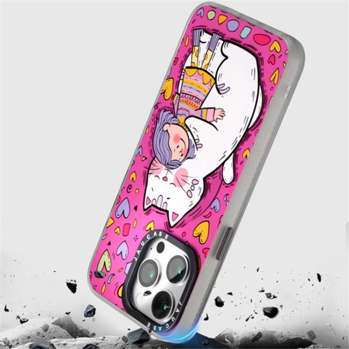 JAUCASE - JAUCASE iPhone 15 Pro Max Mobilskal MagSafe Cartoon Cat - Rosa