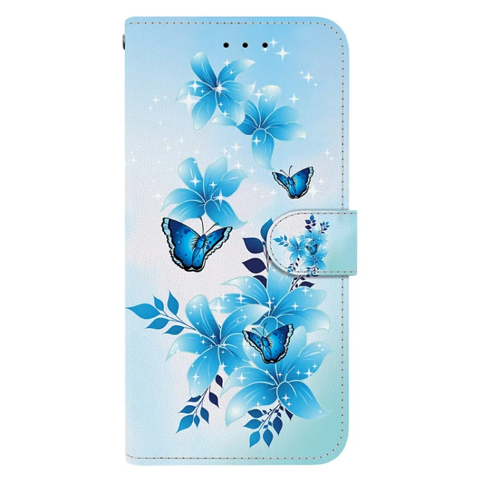A-One Brand - iPhone 17 Pro Max Plånboksfodral Med Lanyard - Blå Butterfly