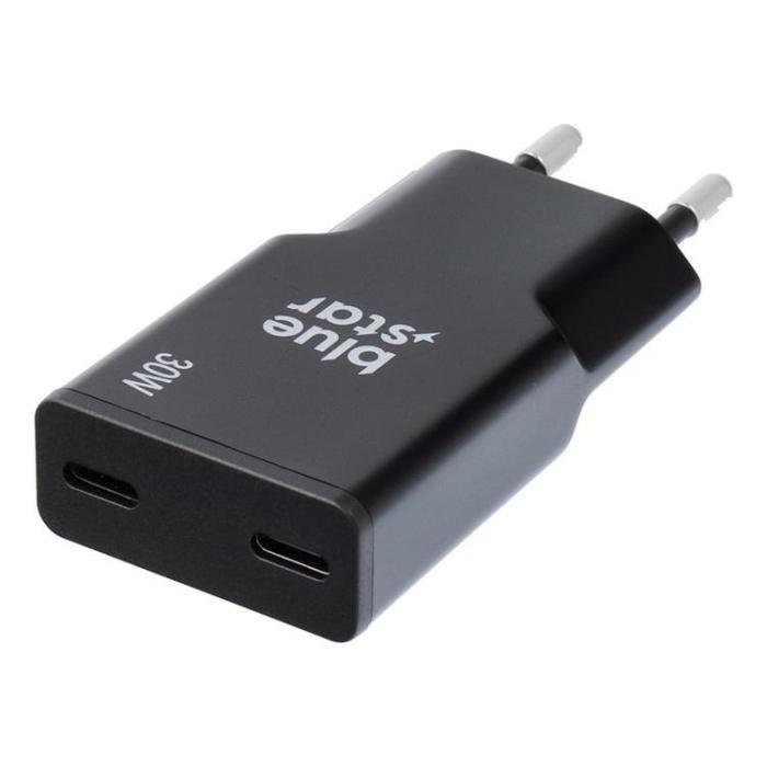 Blue Star - Blue Star Snabbladdare PD 30W 2xUSB-C GaN QC4.0 3A - Svart