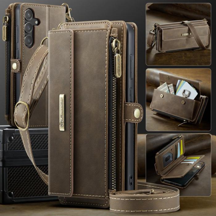 Caseme - CASEME Plånboksfodral för Samsung Galaxy S23 FE Konstläder Brun