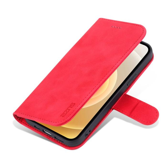 AZNS - AZNS iPhone 15 Plånboksfodral Anti-Scratch Konstläder - Röd