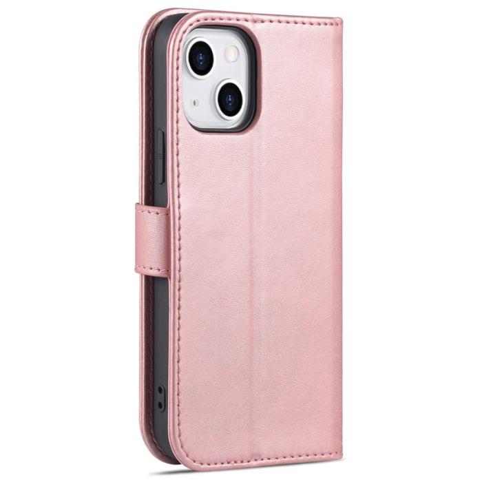 AZNS - AZNS iPhone 15 Plånboksfodral Anti-Scratch Konstläder - Roséguld