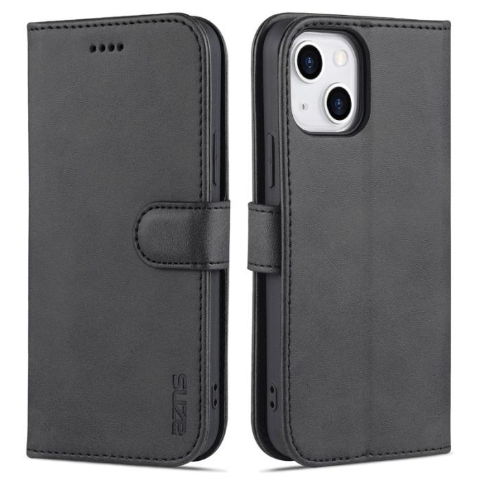 AZNS - AZNS iPhone 15 Plånboksfodral Anti-Scratch Konstläder - Svart