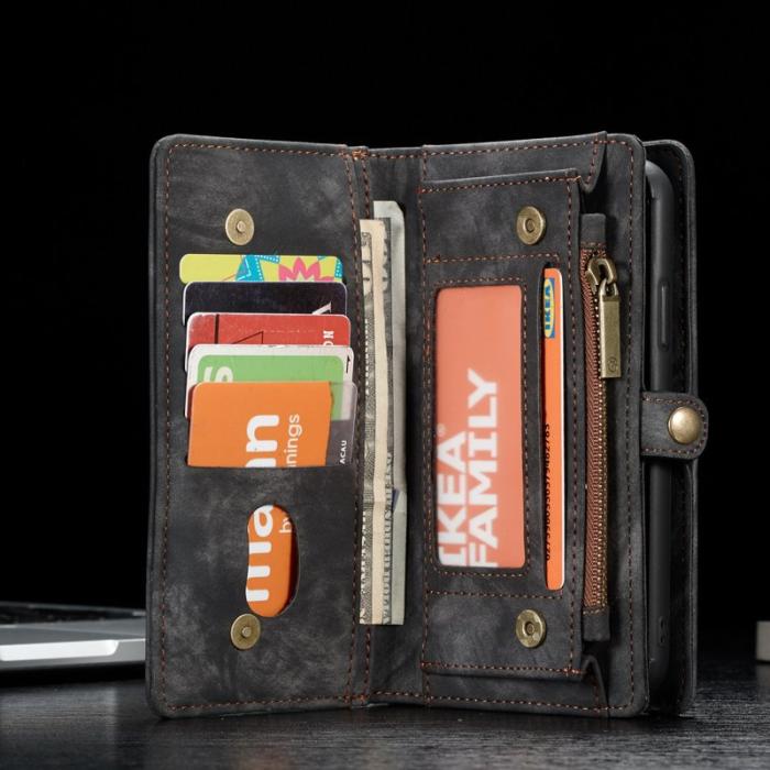 Caseme - CASEME Vintage KonstLäder 2-in-1 Wallet Mobilskal för iPhone Xs - Svart