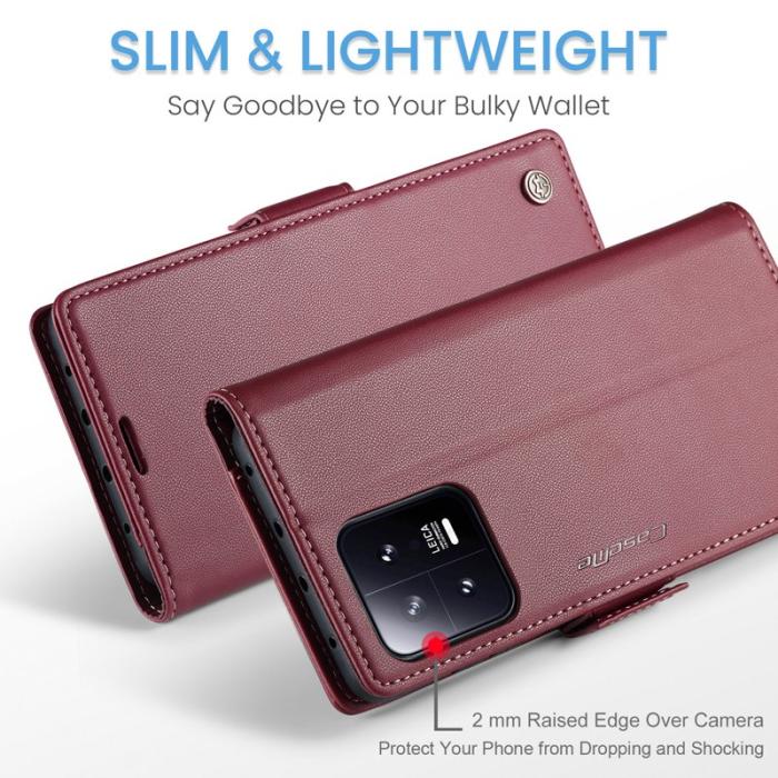 Caseme - CASEME Xiaomi 13 Plånboksfodral Konstläder RFID-Skydd Röd