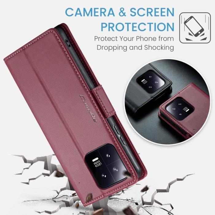 Caseme - CASEME Xiaomi 13 Plånboksfodral Konstläder RFID-Skydd Röd