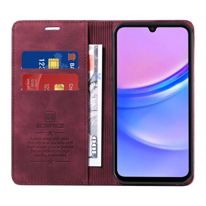 BETOPNICE - BETOPNICE 003 för Samsung Galaxy A17 Plånboksfodral Konstläder - Röd