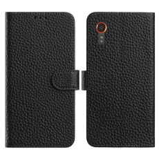 A-One Brand - Galaxy XCover 7 Plånboksfodral Äkta Läder Litchi - Svart