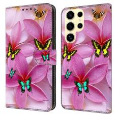 OEM - Samsung Galaxy S26 Ultra Pl&aring;nboksfodral Konstl&auml;der Flip - Rosa Blommor