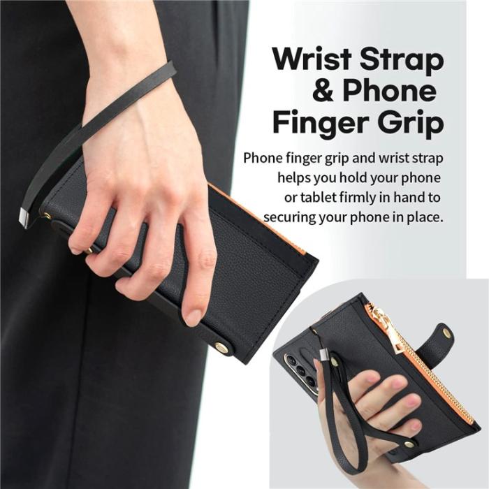 A-One Brand - Galaxy Z Fold 4 Plånboksfodral RFID Zipper - Brun