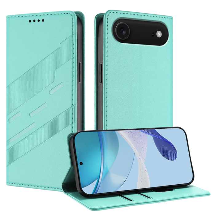 A-One Brand - iPhone 17 Air Plånboksfodral Punk Style Imprinted - Mintgrön