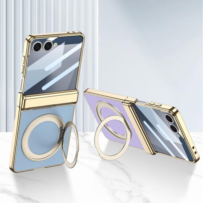 GKK - GKK Samsung Galaxy Z Flip7 Fodral Kickstand PU Grön