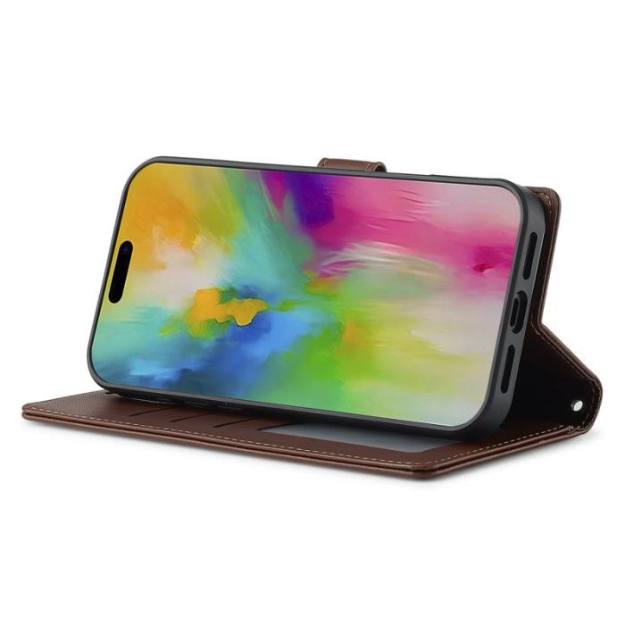 LC.imeeke - LC.IMEEKE L2 Series iPhone 16 Pro Plånboksfodral Konstläder - Lila