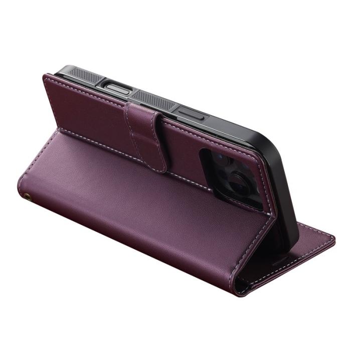 LC.imeeke - LC.IMEEKE L2 Series iPhone 16 Pro Plånboksfodral Konstläder - Lila