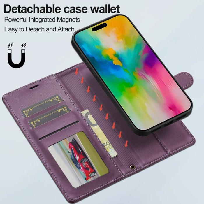 LC.imeeke - LC.IMEEKE L2 Series iPhone 16 Pro Plånboksfodral Konstläder - Lila