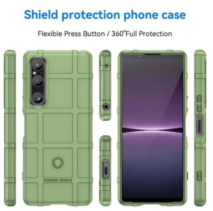 A-One Brand - Sony Xperia 1 V Mobilskal Rugged Square Grid - Grön