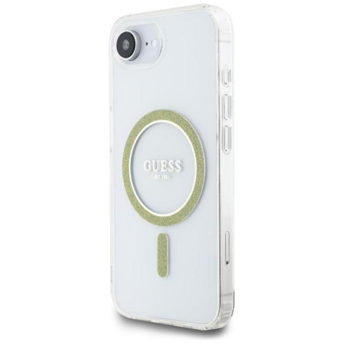 Guess - Guess iPhone 16e Mobilskal MagSafe IML Glitter Circle - Clear
