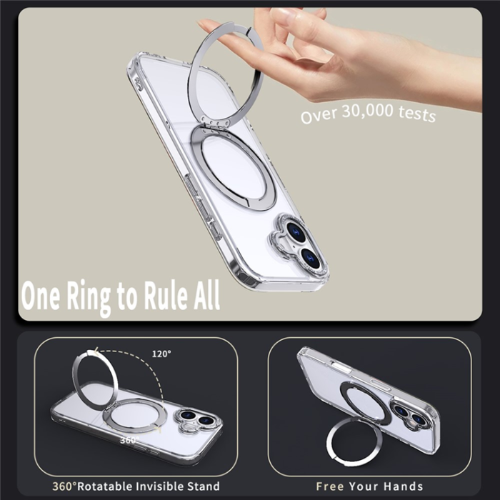A-One Brand - iPhone 17 Mobilskal Ring Kickstand TPU PC - Transparent