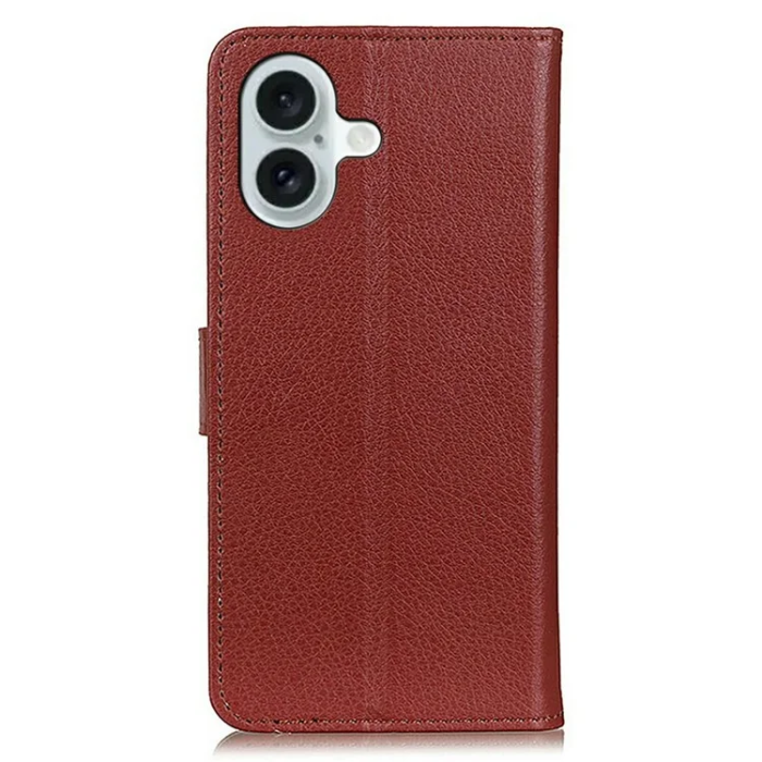 A-One Brand - iPhone 17 Plånboksfodral Litchi Texture - Brun