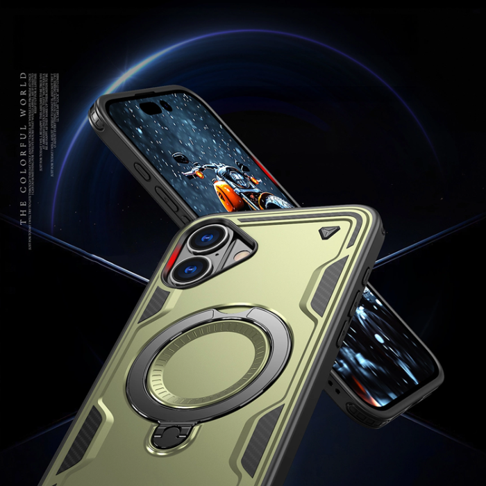 OEM - iPhone 16 Mobilskal MagSafe Hybrid Armor Trendy - Grön