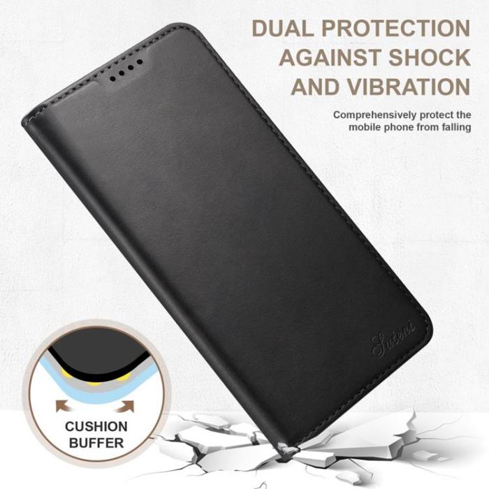 SUTENI - SUTENI Läder Fodral Galaxy S22 5G - Svart