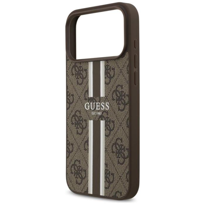 Guess - Guess iPhone 17 Pro Max Mobilskal MagSafe 4G Printed Stripes - Brun