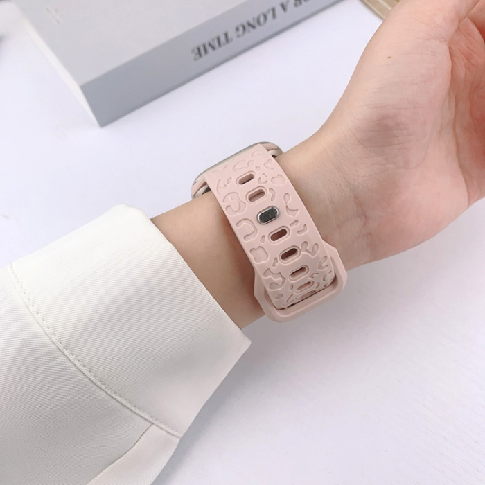 A-One Brand - Apple Watch (38/40/41mm) Armband Leopard Texture - Rosa