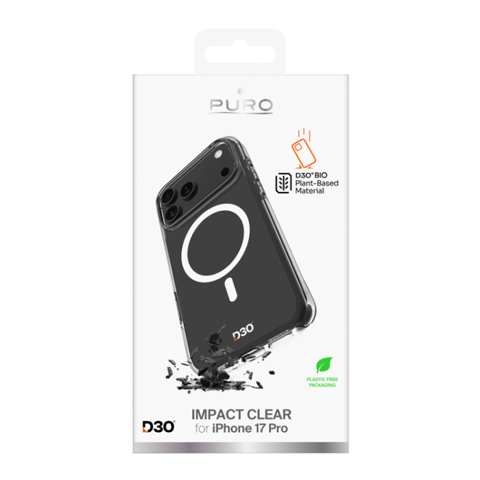 Puro - Puro iPhone 17 Pro Mobilskal Magsafe Impact Clear D3O - Clear