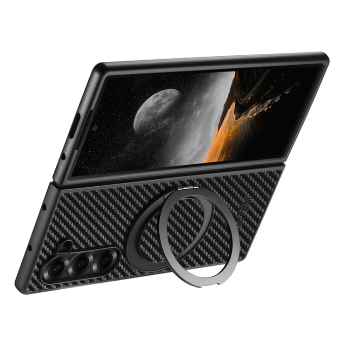 SUTENI - Suteni Galaxy Z Fold 6 Mobilskal MagSafe Carbon Fiber - Svart
