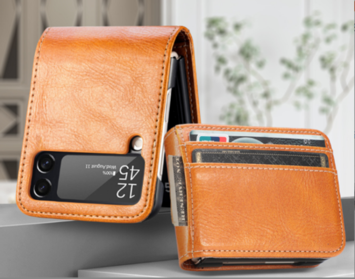 A-One Brand - Plånboksfodral till Samsung Galaxy Z Flip 3 5G - Brun