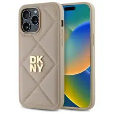 DKNY - DKNY iPhone 14 Pro Max Mobilskal Quilted Stack Logo - Beige