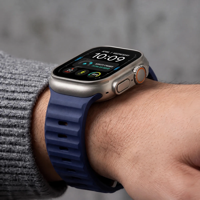Tech-Protect - Tech-Protect Armband För Apple Watch (44/45/46/49mm) Silikon Line - Atlantic Blå