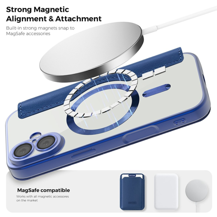 A-One Brand - iPhone 17 Plånboksfodral MagSafe Rhombus Läder - Sapphire
