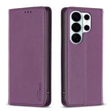 BINFEN COLOR - BINFEN Mobilskal till Samsung Galaxy S26 Ultra &Auml;kta L&auml;der St&auml;ll- M&ouml;rklila