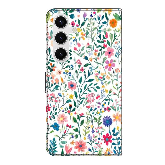 OEM - Samsung Galaxy S26 Fodral Ställning Mönstertryck Konstläder - Liten Blomsteräng