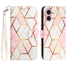 A-One Brand - iPhone 16 Plus Plånboksfodral Marble Pattern med Rem LS002